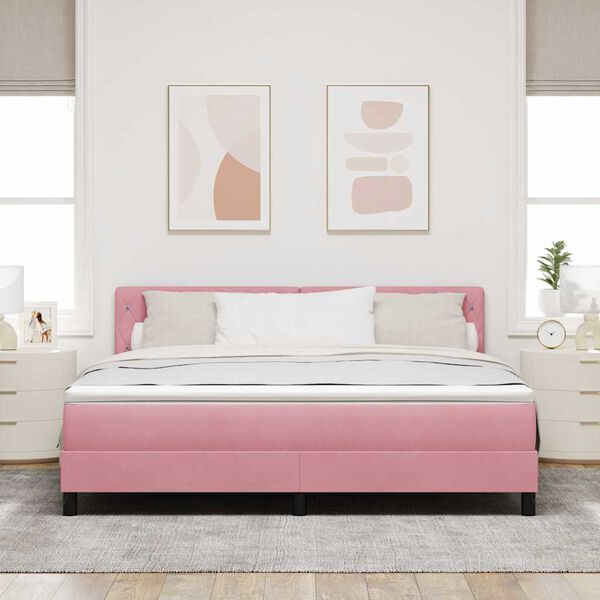 vidaXL Lit &agrave; ressorts avec matelas Rose 180 x 200 cm Velours