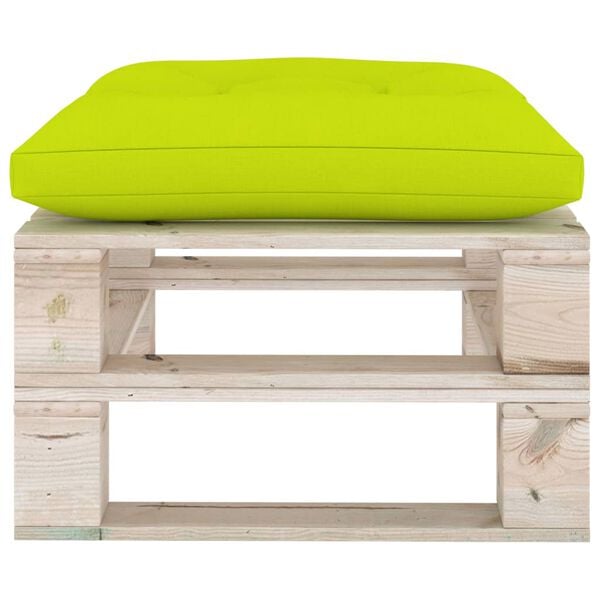 vidaXL Repose-pied palette de jardin avec coussin vert vif bois de pin