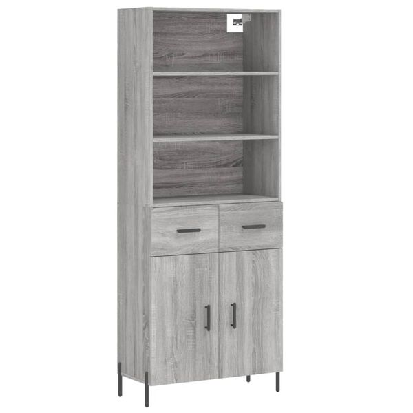 vidaXL Buffet haut Sonoma gris 69,5x34x180 cm Bois d'ing&eacute;nierie