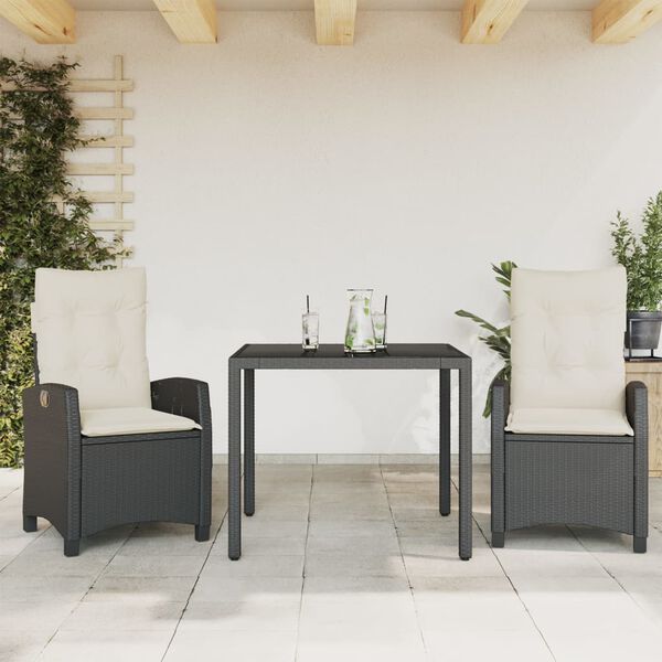 vidaXL Ensemble à manger de jardin coussins 7pcs Noir Résine tressée