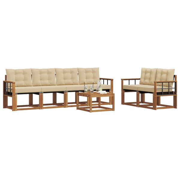 vidaXL Ensemble de canap&eacute;s d'ext&eacute;rieur 7 pcs Naturel et Beige