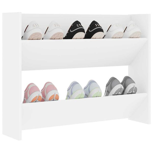 vidaXL Armoire &agrave; chaussures murale Blanc 80x18x60 cm Agglom&eacute;r&eacute;
