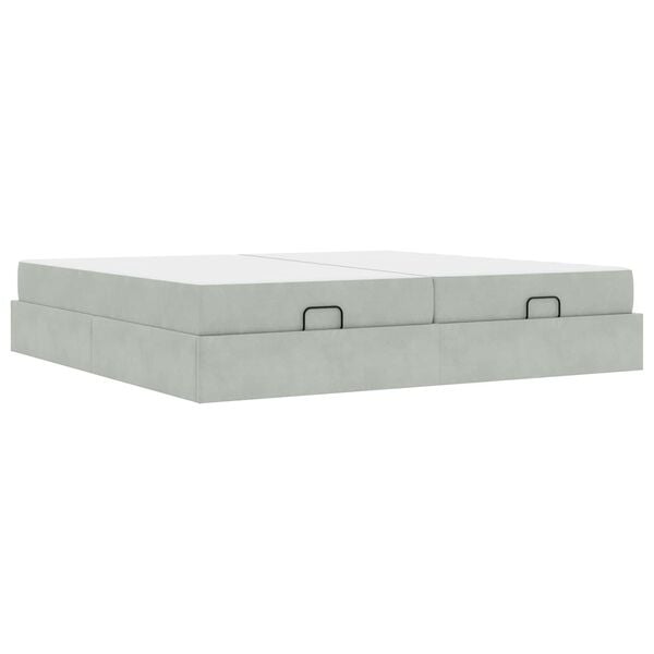 vidaXL Cadre de lit avec matelas avec matelas 2 pcs Gris clair Velours