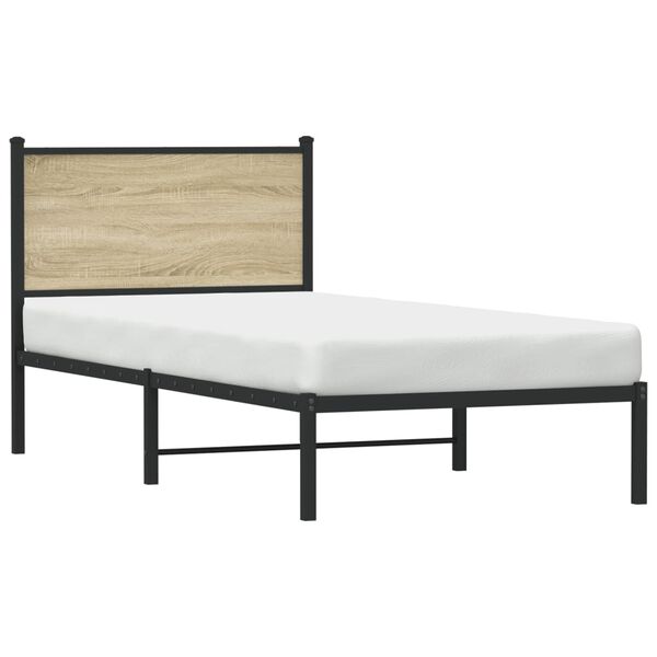 vidaXL Cadre de lit en métal sans matelas chêne sonoma 90x190 cm