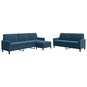 vidaXL Ensemble de canap&eacute;s 3 pcs avec coussins Bleu Velours