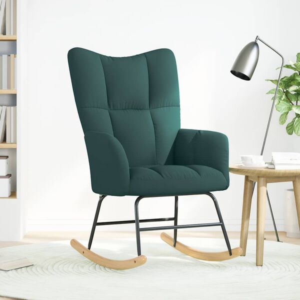 vidaXL Chaise &agrave; bascule Vert fonc&eacute; Tissu