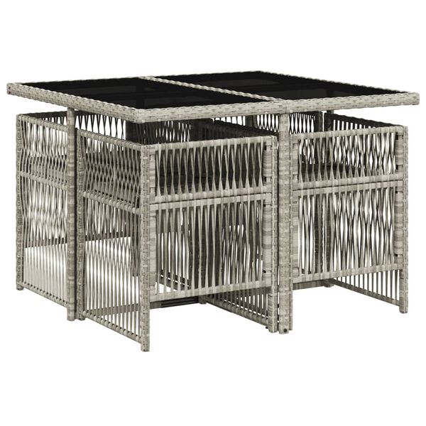 vidaXL Ensemble &agrave; manger de jardin et coussins 5 pcs gris clair rotin