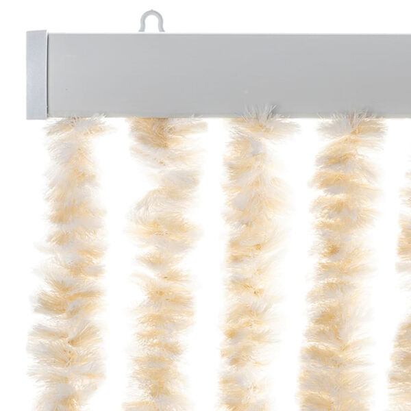 vidaXL Rideau anti-mouches beige et blanc 90x220 cm chenille