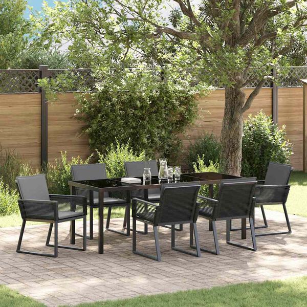 vidaXL Ensemble de salle &agrave; manger pour jardin 7 pcs Noir