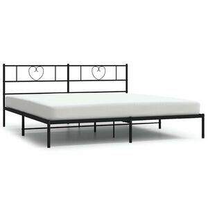 vidaXL Cadre de lit m&eacute;tal sans matelas et t&ecirc;te de lit noir 180x200 cm