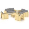 vidaXL Salon de jardin 5 pcs avec coussins bois de pin impr&eacute;gn&eacute;