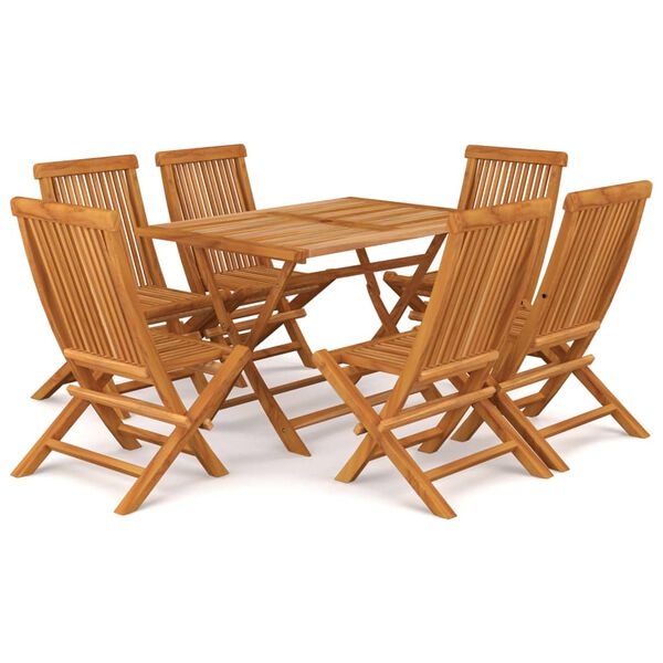 vidaXL Ensemble &agrave; manger de jardin 7 pcs Bois de teck massif