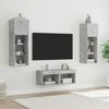vidaXL Meuble TV muraux 4 pcs avec lumi&egrave;res LED gris b&eacute;ton