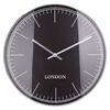 H&S Collection Horloge murale cadre argent&eacute; London noir et argent&eacute;