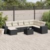 vidaXL Salon de jardin 9 pcs avec coussins noir r&eacute;sine tress&eacute;e