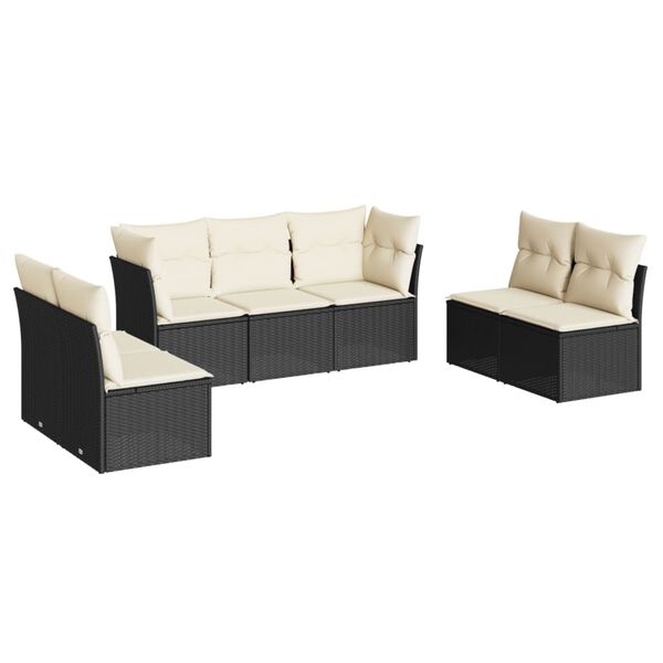 vidaXL Salon de jardin 7 pcs avec coussins noir r&eacute;sine tress&eacute;e