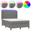 vidaXL Sommier &agrave; lattes de lit matelas LED Gris fonc&eacute; 140x190 cm Tissu