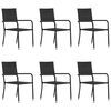 vidaXL Chaise &agrave; d&icirc;ner de jardin empilable lot de 6 noir r&eacute;sine tress&eacute;e