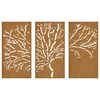 vidaXL Décorations murales jardin 3 pcs 105x55 cm design d'arbre acier