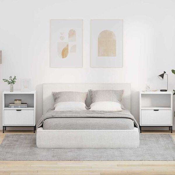 vidaXL Cabinet de chevet 2 pcs Blanc 49 x 36 x 61 cm Bois d'ing&eacute;nierie