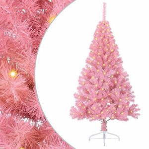 vidaXL Sapin de No&euml;l artificiel pr&eacute;-&eacute;clair&eacute; Rose 120 cm PVC
