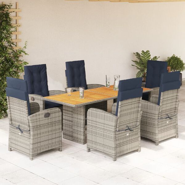 vidaXL Ensemble &agrave; manger de jardin et coussins 7 pcs beige poly rotin