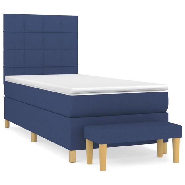 vidaXL Sommier &agrave; lattes de lit avec matelas Bleu 90x190 cm Tissu