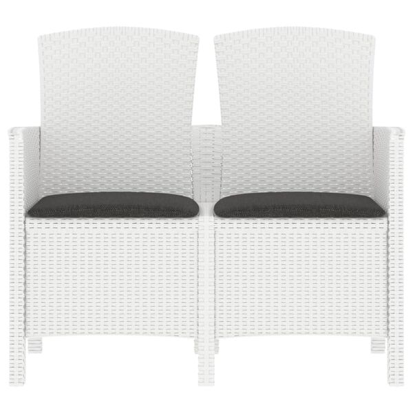 vidaXL Banc de jardin 2 places avec coussins Rotin PP Blanc