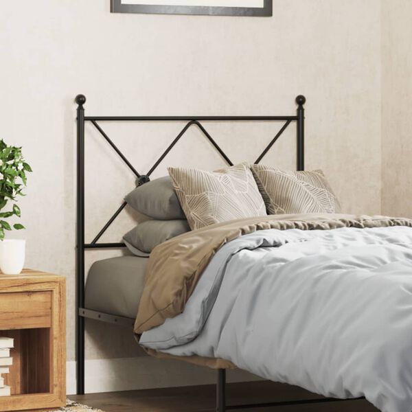 vidaXL T&ecirc;te de lit de remplacement m&eacute;tal noir 80 cm