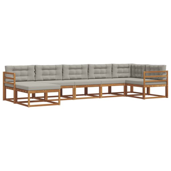 vidaXL Ensemble de canap&eacute;s d'ext&eacute;rieur 7 pcs Gris Naturel et Clair