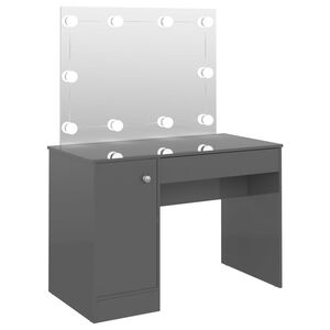 vidaXL Table de maquillage avec &eacute;clairage LED MDF Gris brillant