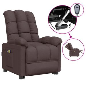 vidaXL Fauteuil &eacute;lectrique de massage Marron fonc&eacute; Tissu