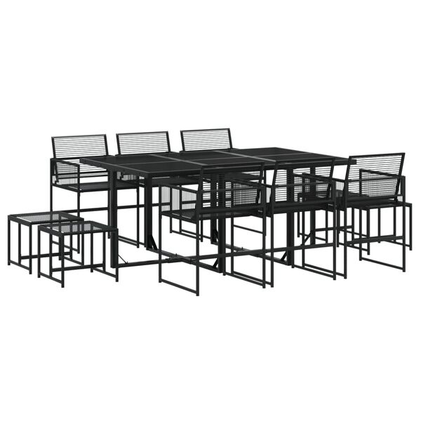 vidaXL Ensemble à manger de jardin 11 pcs noir résine tressée