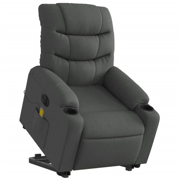 vidaXL Fauteuil inclinable de massage &eacute;lectrique Gris fonc&eacute; Tissu