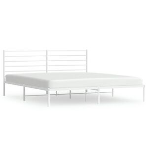 vidaXL Cadre de lit m&eacute;tal sans matelas et t&ecirc;te de lit blanc 180x200 cm
