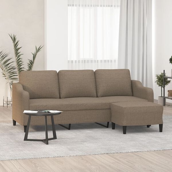 vidaXL Canap&eacute; &agrave; 3 places avec repose-pieds Taupe 180 cm Tissu