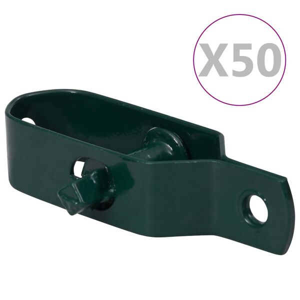 vidaXL Tendeurs de fil de cl&ocirc;ture 50 pcs 90 mm Acier Vert