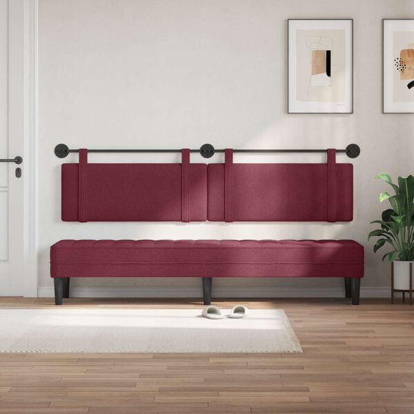 vidaXL T&ecirc;te de lit suspendue Uni Bordeaux 210 x 55 x 5 cm tissu