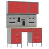 vidaXL Placard de travail 8 pcs Rouge Bois d'ing&eacute;nierie et acier