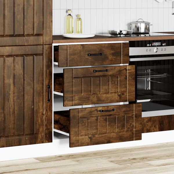 vidaXL Armoire de cuisine Lucca ch&ecirc;ne fum&eacute; bois ing&eacute;nierie