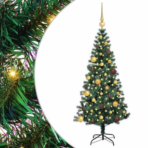 vidaXL Sapin de No&euml;l artificiel pr&eacute;-&eacute;clair&eacute; Vert 150 cm PVC et m&eacute;tal