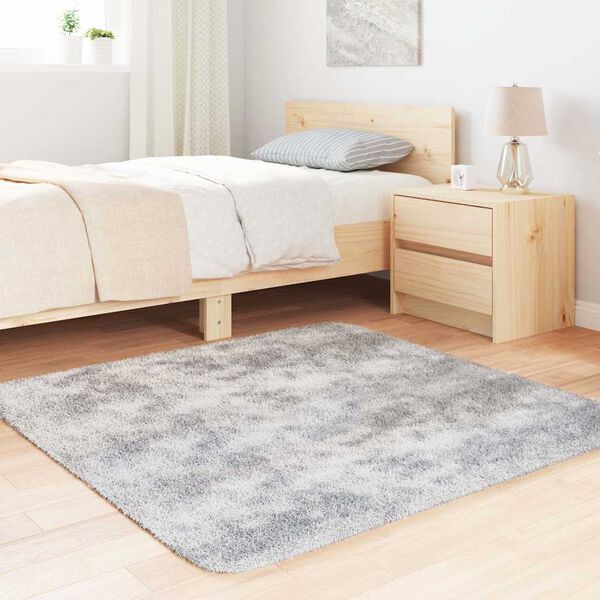 vidaXL Tapis shaggy &agrave; poils longs NAVARRA gris argent&eacute; 120x120 cm
