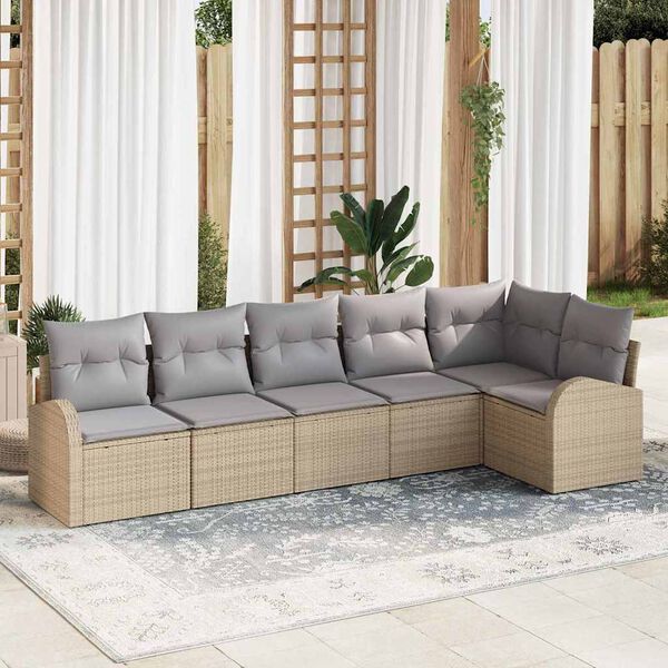 vidaXL Ensemble de canap&eacute; de jardin 6 pcs Beige et Gris clair