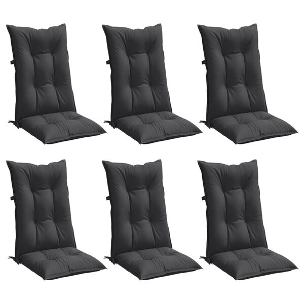 vidaXL Coussins de chaise &agrave; dossier haut lot de 6 anthracite m&eacute;lang&eacute;