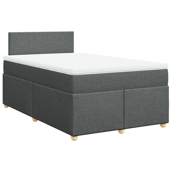 vidaXL Sommier &agrave; lattes de lit avec matelas Gris fonc&eacute; 120x200cm Tissu