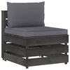 vidaXL Salon de jardin 6 pcs avec coussins Bois impr&eacute;gn&eacute; de gris