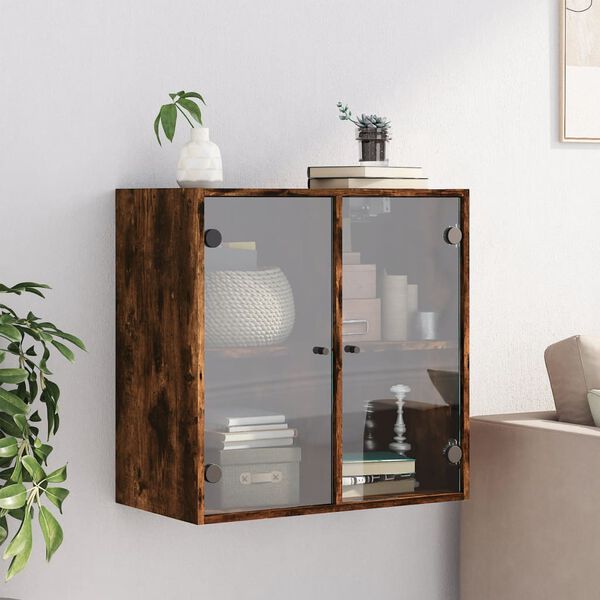 vidaXL Armoire murale avec portes en verre chêne fumé 68x37x68,5 cm
