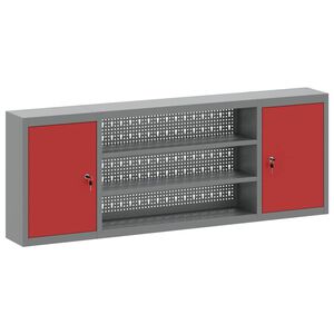 vidaXL Armoire &agrave; outils avec &eacute;tag&egrave;re Rouge et Gris 50 x 20 x 55 cm