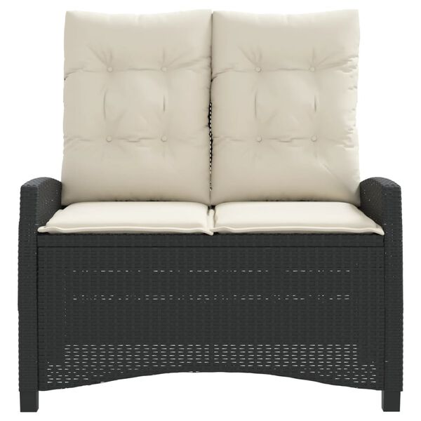 vidaXL Banc inclinable de jardin avec coussins noir r&eacute;sine tress&eacute;e