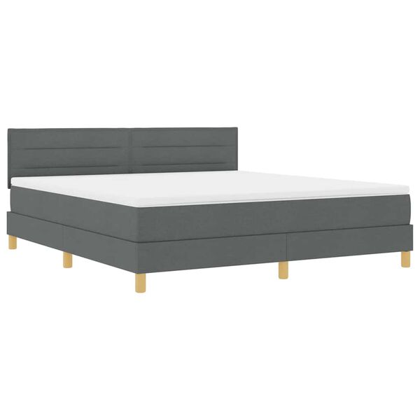 vidaXL Lit &agrave; ressorts avec matelas Gris fonc&eacute; 180 x 200 cm tissu
